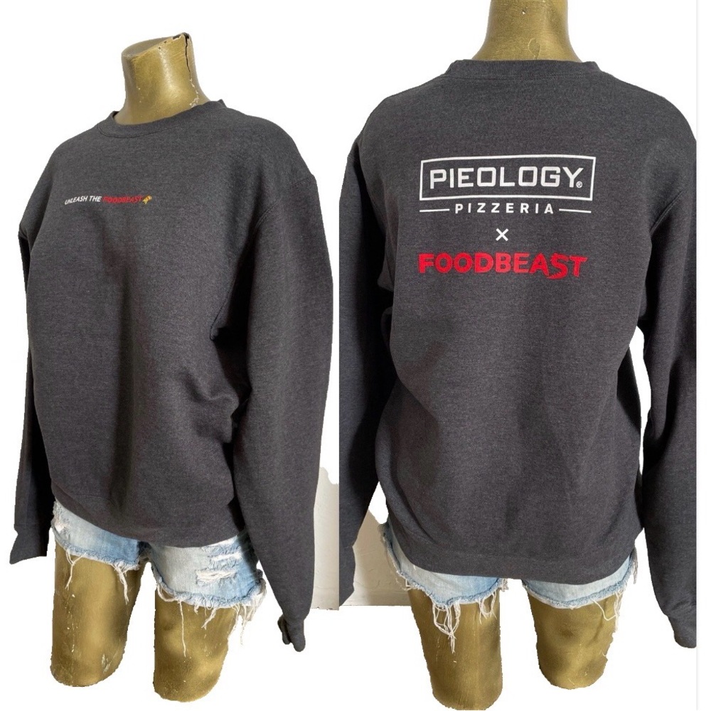 PIEOLOGY Pizzeria X FOODBEAST Unleash the FOODBEAST Gray SWEATSHIRT Size Large